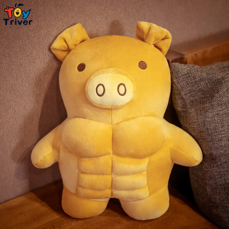 

Kawaii Плюшевые игрушки медведь Лев свинка мягкие большие мышцы Животные Кукла бойфренд подушка для маленьких девочек детей милый подарок на ...