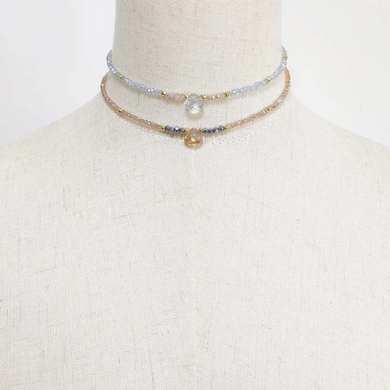 

Handmade exquisite crystal beads beaded necklace for women pendant jewelry halloween choker