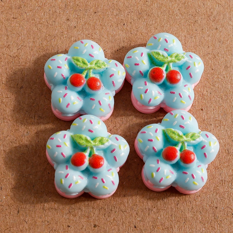 

10pcs 16*16mm Cute Cherry Cake Cabochon Flatback Scrapbook Crafts for Jewelry Making DIY Children Hairpin Brooch Accessories