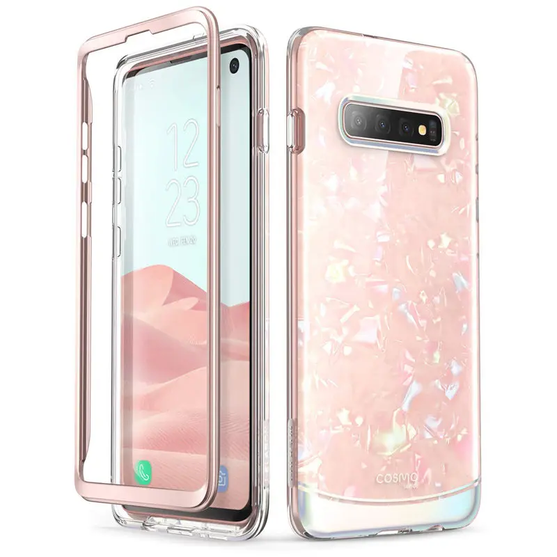 

Чехол для Samsung Galaxy S10, 6,1-дюймовый чехол Cosmo с блестящим мраморным покрытием для всего тела, чехол-бампер без встроенной защиты экрана