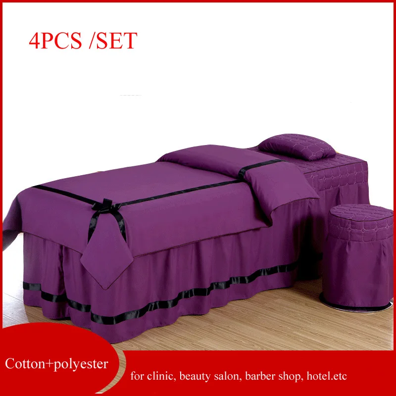 

4pcs/set High Quality Beauty Salon Bedding Set Bed Linens Sheets Bedspread Fumigation Massage Spa Pillowcase Duvet Cover Sets