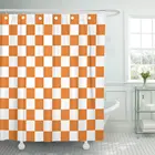 Красная Шахматная занавеска в шахматную клетку оранжевого и белого цветов с клетчатыми шахматами, абстрактная занавеска для душа, водонепроницаемая ткань из полиэстера 72x78 дюймов