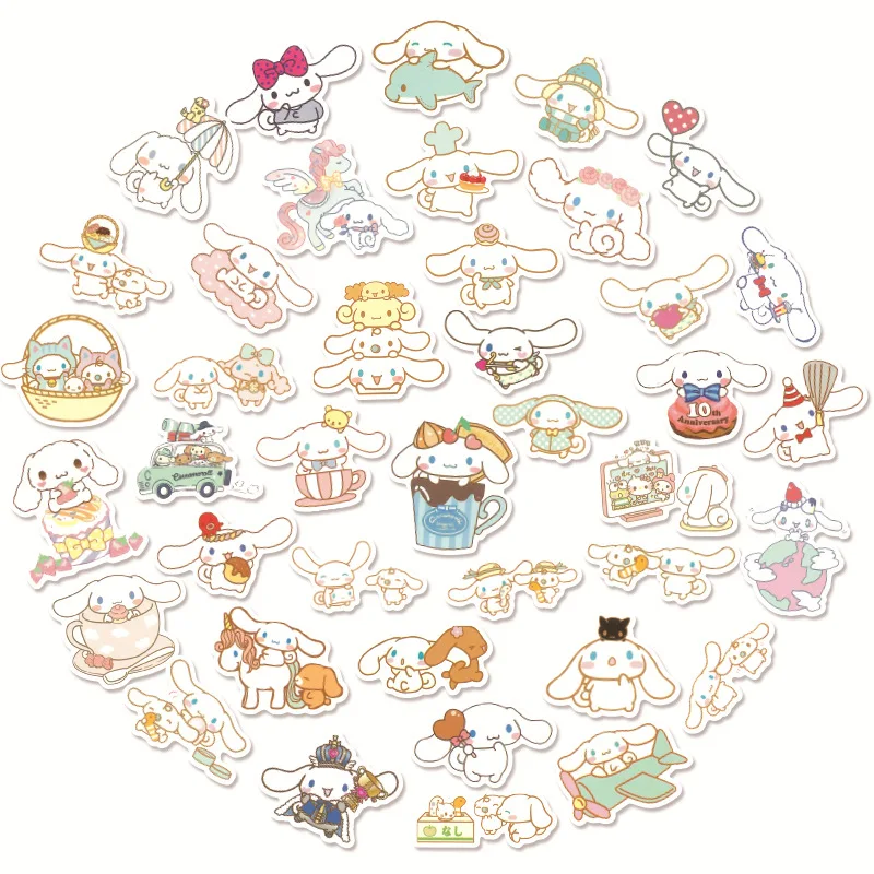 Cinnamoroll Kawaii-pegatinas de perro de dibujos animados para monopat&iacute;n, nevera, tel&eacute;fono, guitarra, motocicleta, calcoman&iacute;a cl&aacute;sica de Anime, juguetes de pegatinas, 40 Uds.-0