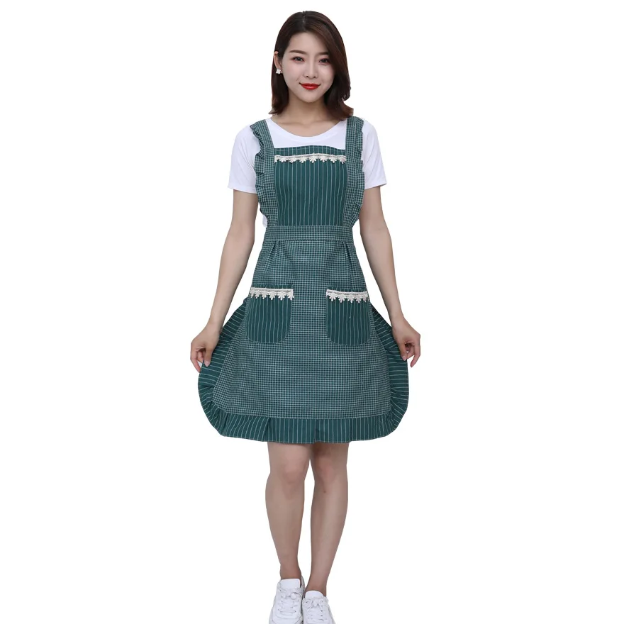 

Women Lady Adult Cooking Kitchen Apron Restaurant Home Cooking Chef Bib Aprons Dress Dining Room Barbecue with Pocket