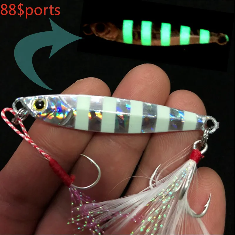 

Fishing Glow Jigs 15g/5.5cm 7g/10g/20g/25g Jigbait Lure Shore Cast Decoys Metal Bait Artificial Lures 1 Piece Sale