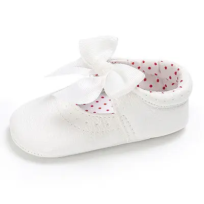 

Newborn Baby Girls Crib Shoes Anti-slip Soft Sole Flat Shoes Solid Color Bowknot Princess Shoes Cute First Walker for Baby Girls