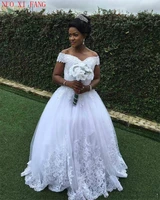 nuoxifang elegant white lace appliques wedding dress off the shoulder bride dress beading vestido de novia formal bridal gowns