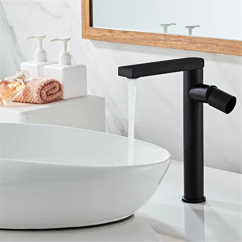 

Basin Faucet Hot and Cold Bathroom Mixer Tap Black Brass Bathroom Faucets Single Handle Hole Water Crane Mixers Tap