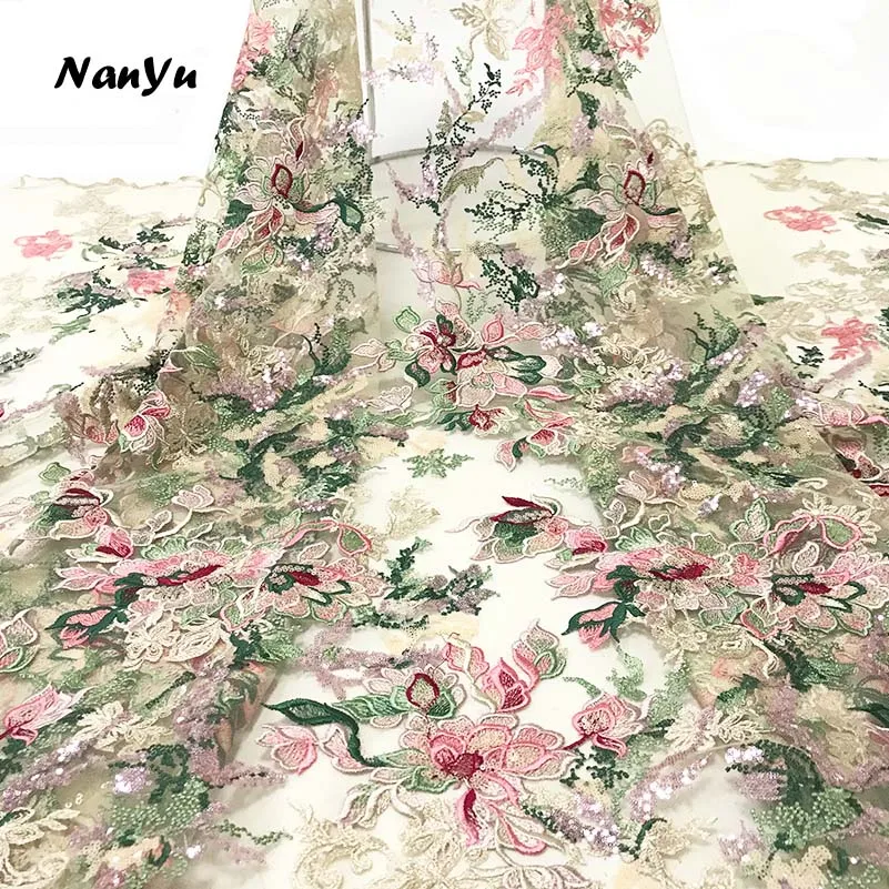 Французская кружевная ткань красивая вышивка красочная цветочная отделка для