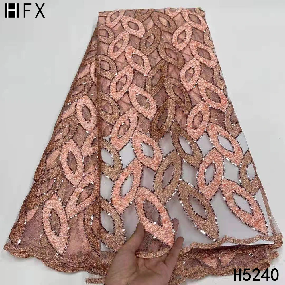 HFX Нигерия сетчатая кружевная ткань 2021 высокое качество французская вышивка