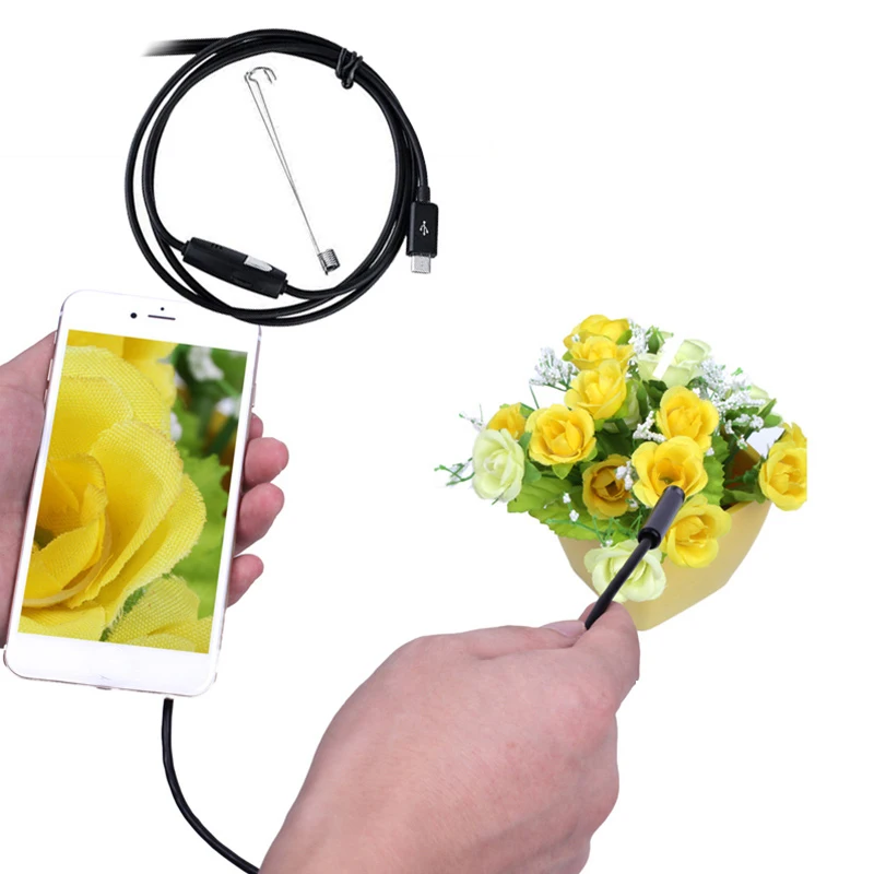 Эндоскоп IP67 Водонепроницаемый 7 мм 1 М камера Android Мини гибкий эндоскоп 6