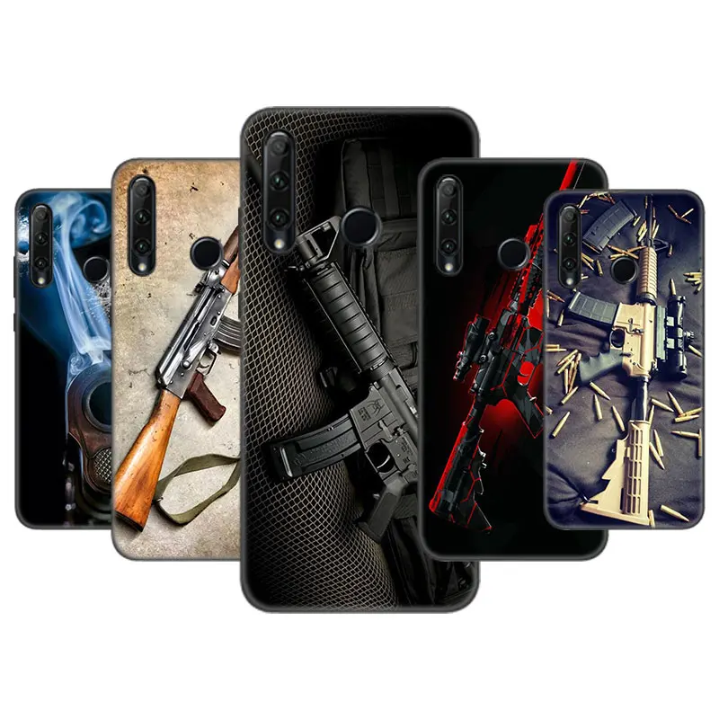 Чехол с военным оружием для Huawei Honor 10X Lite 7A 7S 8A 8C 8S 8X 9A 9C 9X 10i 20i 30i 20E 20S Pro 8 10 черный