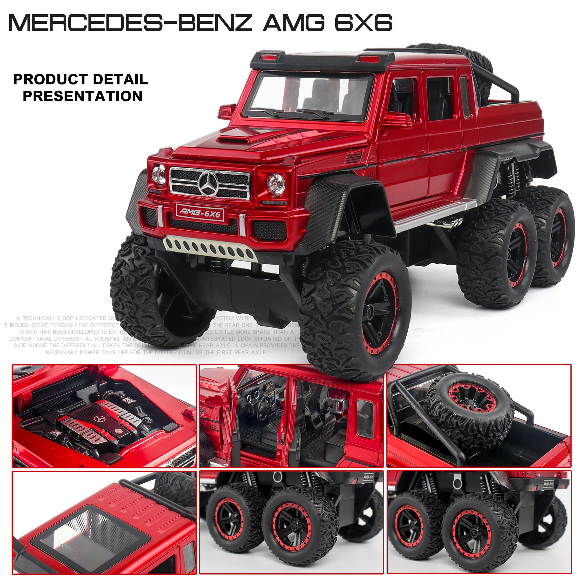1:22 новинка BENZ G63 6X6 внедорожная модель автомобиля двойные оттягивающие назад