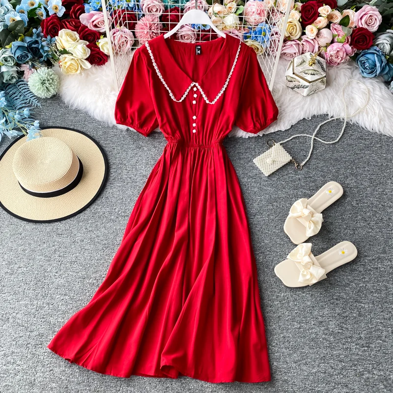 Летнее 2020 летнее новое ретро приталенное элегантное миди кружевное платье