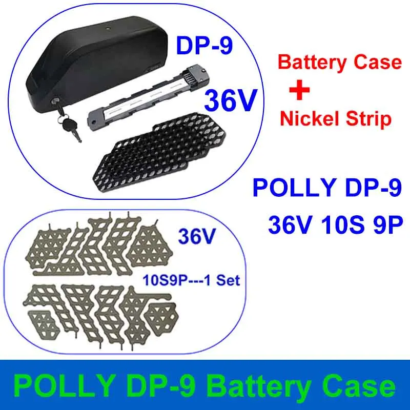 REENTION POLLY DP-9 Battery Case 36V 48V 52V 60V 72V Fit 91PCS 18650 Cells Box Nickel Strip BMS for DIY Downtube E-Bike Battery