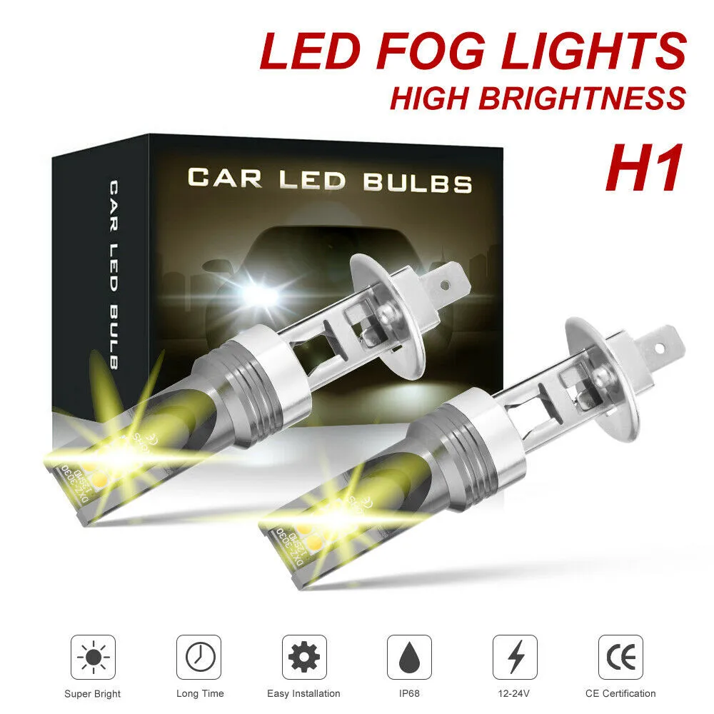 

Yellow LED Light Bulbs 200W 12000LM 2pcs Driving DRL Easy Installation