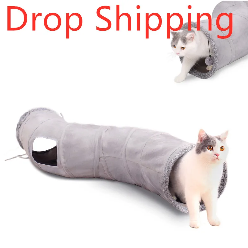 Прямая поставка замшевый материал складной туннель для кошек игровой котят