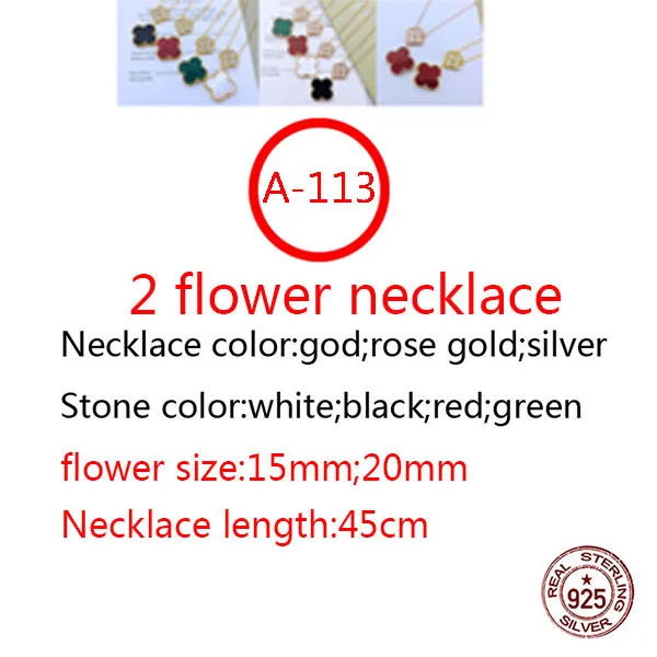 

A113 S925 20mm sterling silver necklace fashion style 2 four-leaf clover high-end style new jewelry girlfriend gift hot