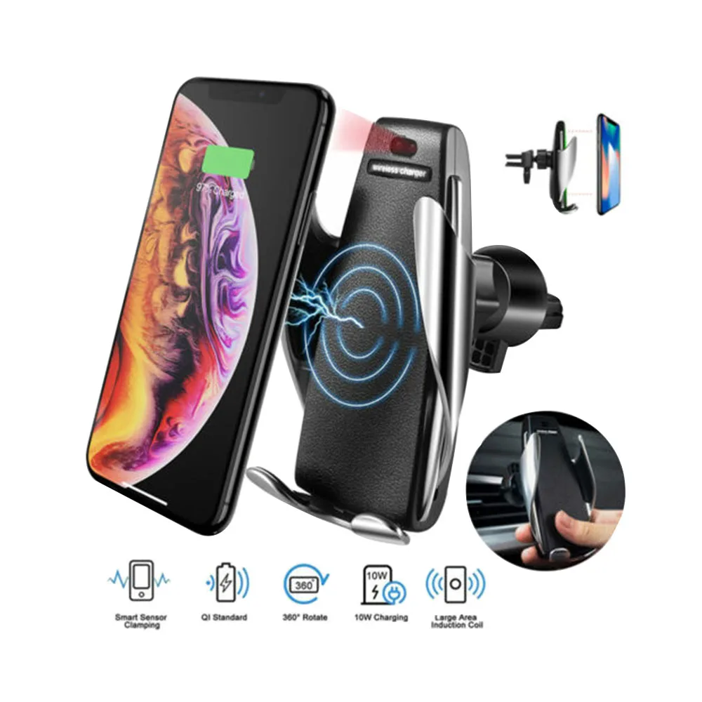 

Qi Automatic Clamping Fast Charging Phone Holder Mount in Car for iPhone 11 12 Pro Max Samsung Smart Phone Wireless Charger