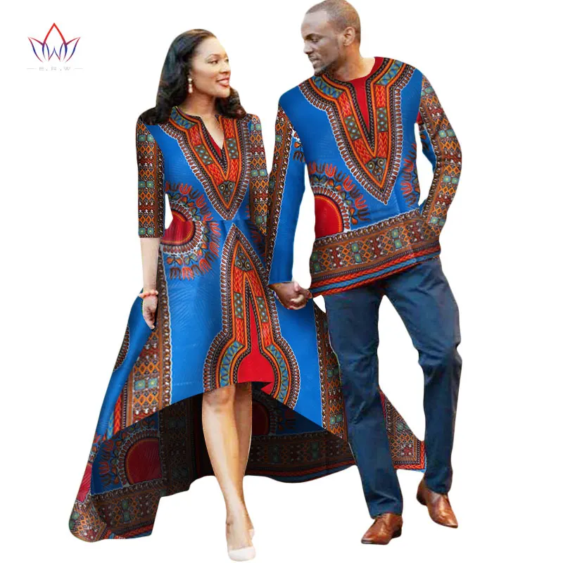 17 Африканская пара одежды для влюбленных платье Vestidos Мужская рубашка традиционные платья Африканский принт Дашики размера плюс 4xl BRW WYQ05 - Цвет: 17