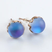 disassembly 10mm fashion light blue round bead earrings with beautiful acrylic beaded party wedding earrings