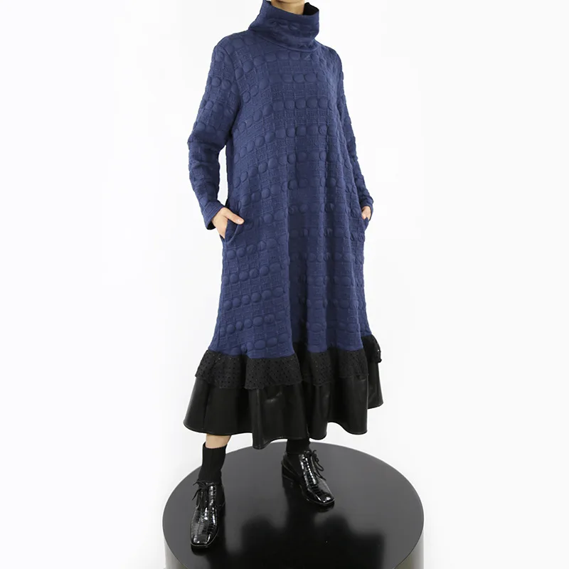 

Женский свитер на осень и зиму, новинка, Плотная юбка с агарическим краем, чтобы соединить вместе, модное платье для отдыха