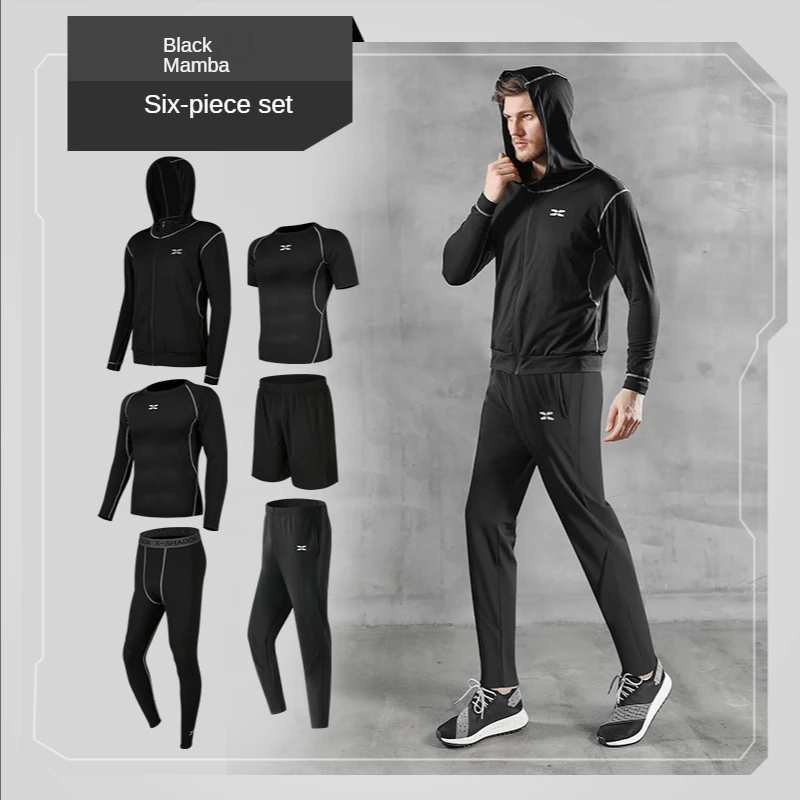 

Sports suit men's autumn casual men's gym suit quick-drying outdoor running training six-piece fitness pants