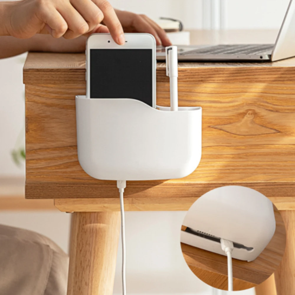 

1Pcs Multi-functional Wall Mounted Organizer Storage Box Remote Control Mounted Phone Plug Storage Case Charging Holder