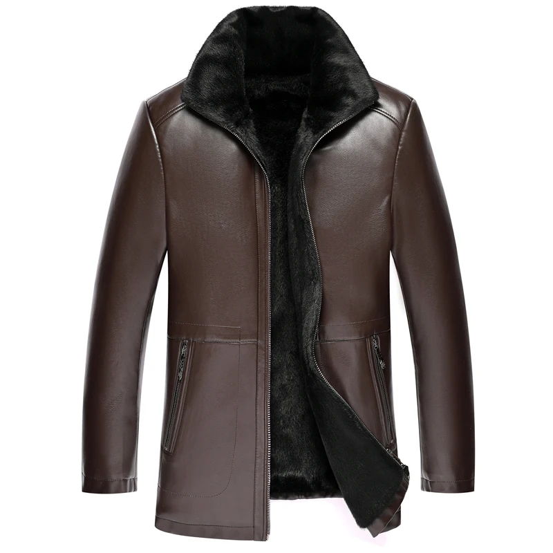 

Winter Men's Jacket Black/Coffee Winter Leather Jackets Men Coat Warm Plus Velvet Fur Coat for Men chaqueta cuero hombre, M-4XL