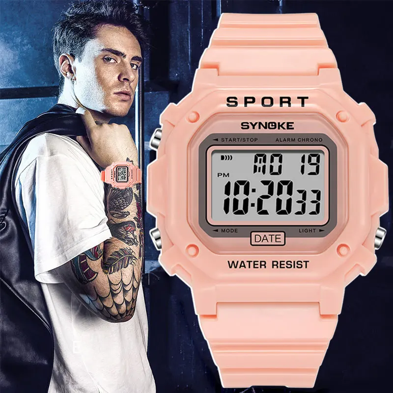 

Fashion Outdoor Digital Watches SYNOKE Men Watch 50M Waterproof Sport Stopwatch Alarm Clock Student Wristwatch Relogio Masculino