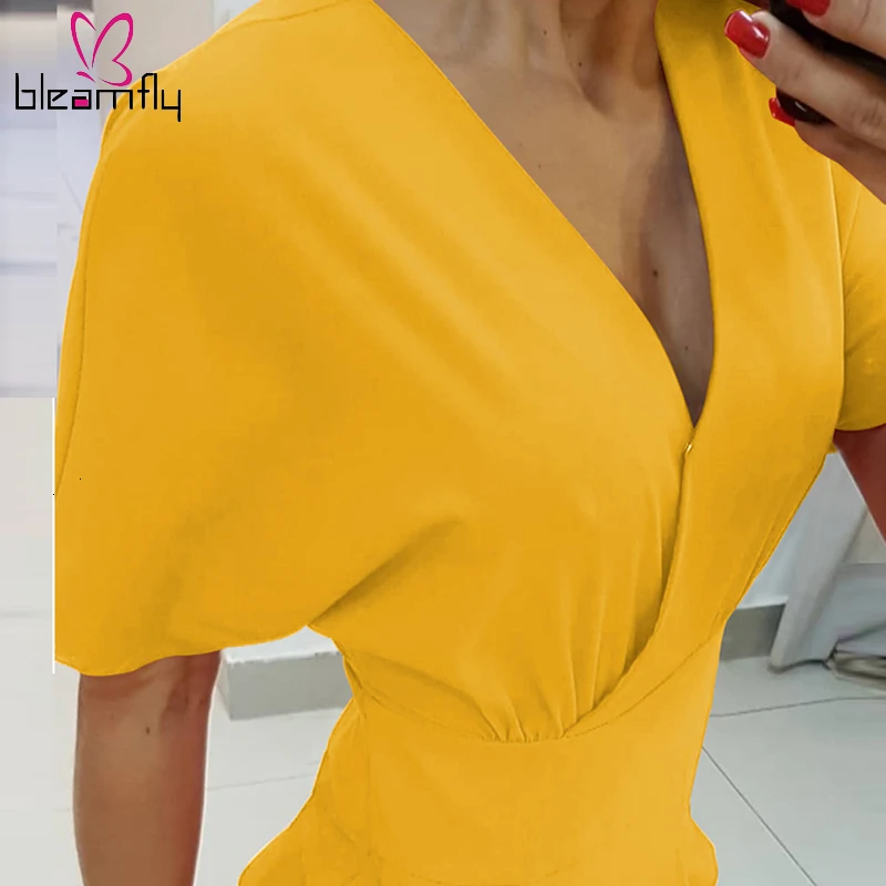 Новинка 2019 летний элегантный Одноцветный повседневный комбинезон для работы 3