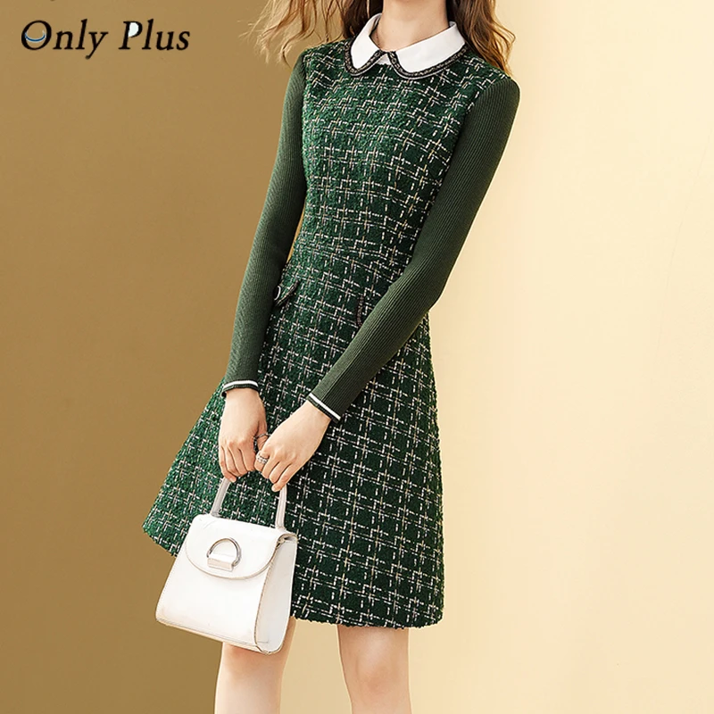 

Женское трикотажное платье в клетку, в стиле Питер Пэн