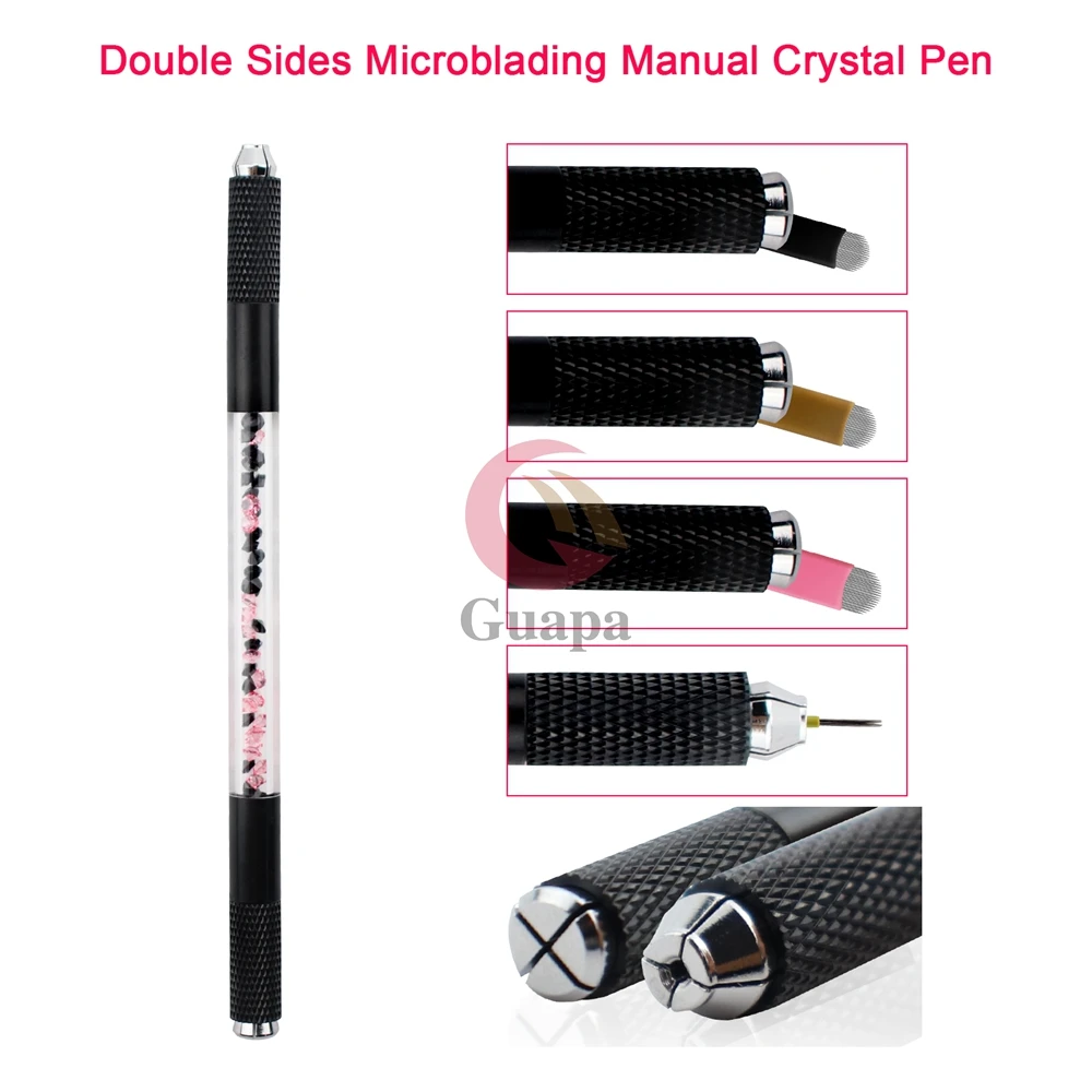 Черный двойной боковой мануального татуажа бровей брови ручная Ручка инструмент