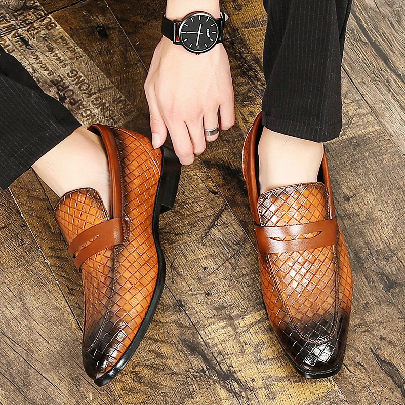 

Мужские кожаные лоферы на плоской подошве, синие Брендовые повседневные Мокасины для вождения, обувь в итальянском стиле, весна-осень 2020