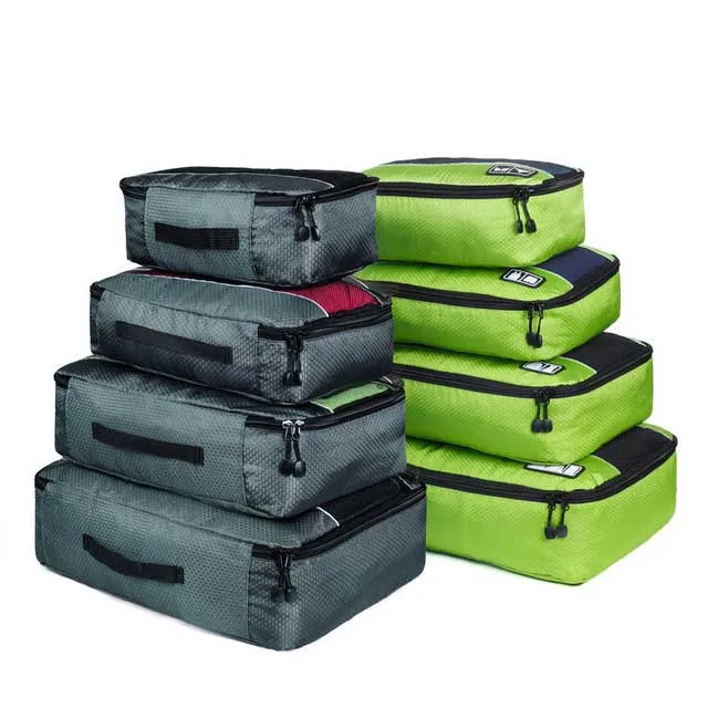 4 Gray Green Foxmertor, упаковочные кубики, модная дорожная сумка для путешествий, сетчатая упаковка, органайзер, дышащий нейлон, для мужчин и женщин, для путешествий, чемодан, органайзер, набор - Цвет: 4 Gray Green