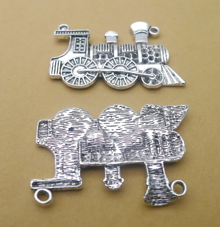

Charm for making jewelry 1pcs 30x45mm antique silver color locomotive charms