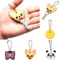 1pc new silicone key ring cap head cover keychain case shell dog butterfly cat animals shape lovely jewelry gift