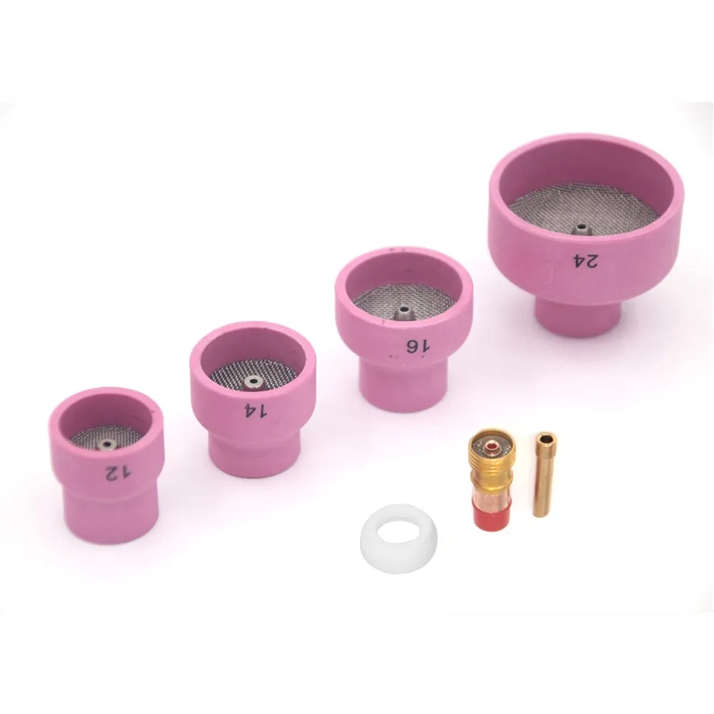 

7PCs TIG Weldings Torch Nozzle Rings Cover Gases Lens Glass Ceramic Cup Kit For WP9/20/25/17/18/26 Welding Torch