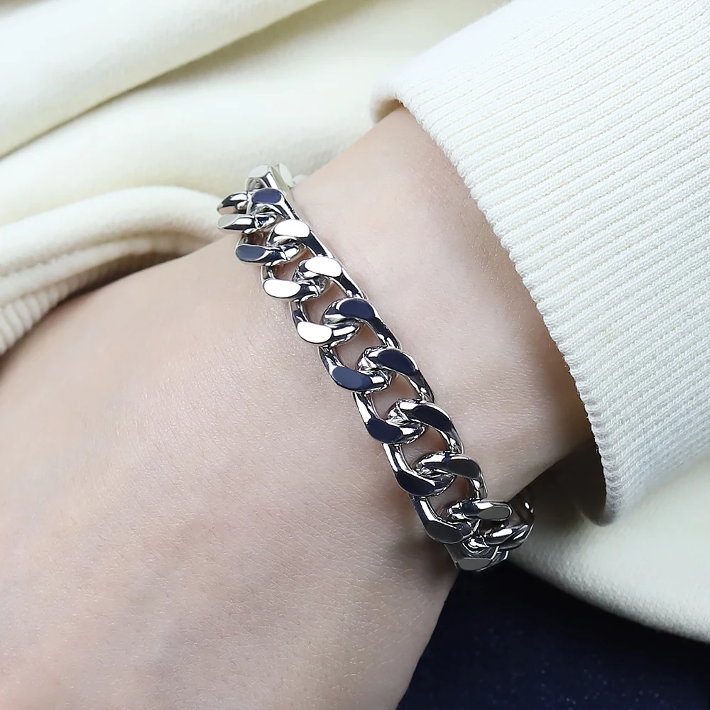 

Punk High Quality Stainless Steel Bracelets for Men Length 17/19/21cm Curb Cuban Link Chain Bracelets Hand Jewelry Gifts Trend