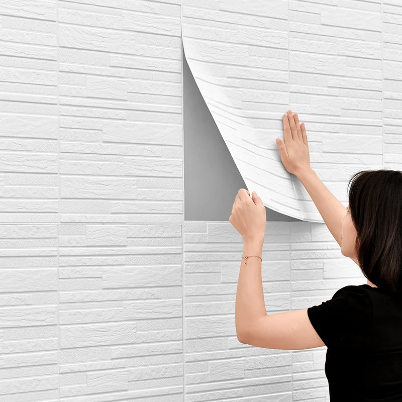 

3d stereo wall sticker wallpaper self-adhesive living room bedroom warm waterproof rock brick TV background wall paper 10 pcs