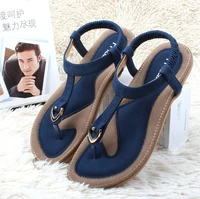 summer women sandals round head clip toe flat plus size sandals outdoor casual roman beach sandals bohemia comfort female shoes