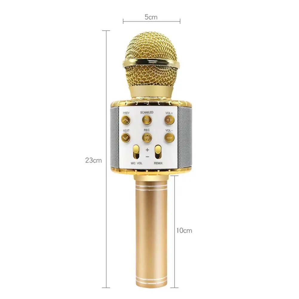 WS 858L караоке Bluetooth микрофон Поддержка записи песни Micro USB порт портативный беспроводной микрофон с мигающими огнями