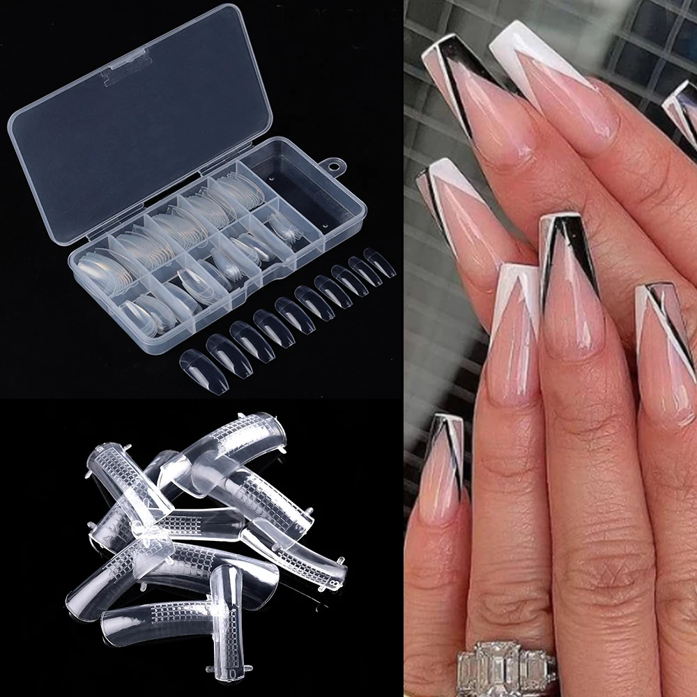 1 коробка искусственные ногти с полным покрытием гвозди прозрачные/белые Типсы