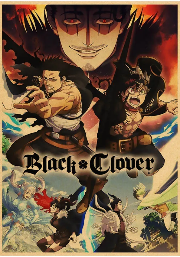 Японское аниме черный клевер плакат винтажный мультфильм крафт-бумага Высокое
