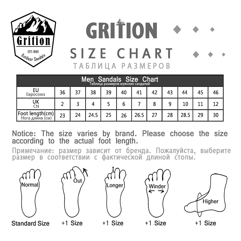GRITION/мужские сандалии Летняя уличная мужская пляжная обувь на плоской подошве
