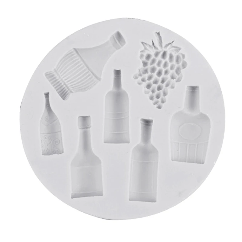 Red Wine Bottle Grape Shape Silicone Material Round Mould DIY Fondant Cake Mold Baking Tools Great Gift for Lover R7UB | Дом и сад