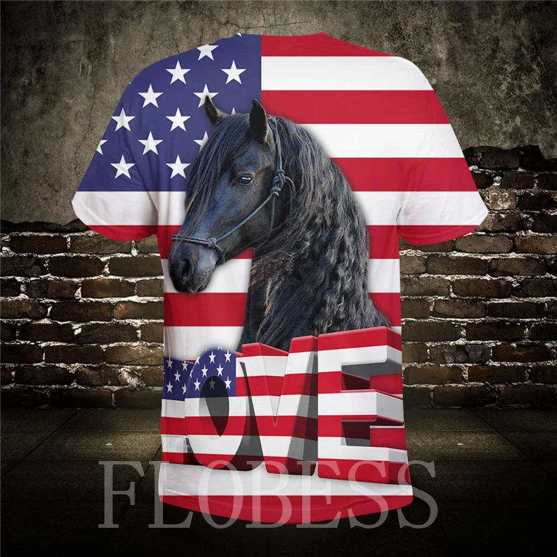 2019 летние футболки для девочек лошадь животный принт 3D Топы Мужская уникальная