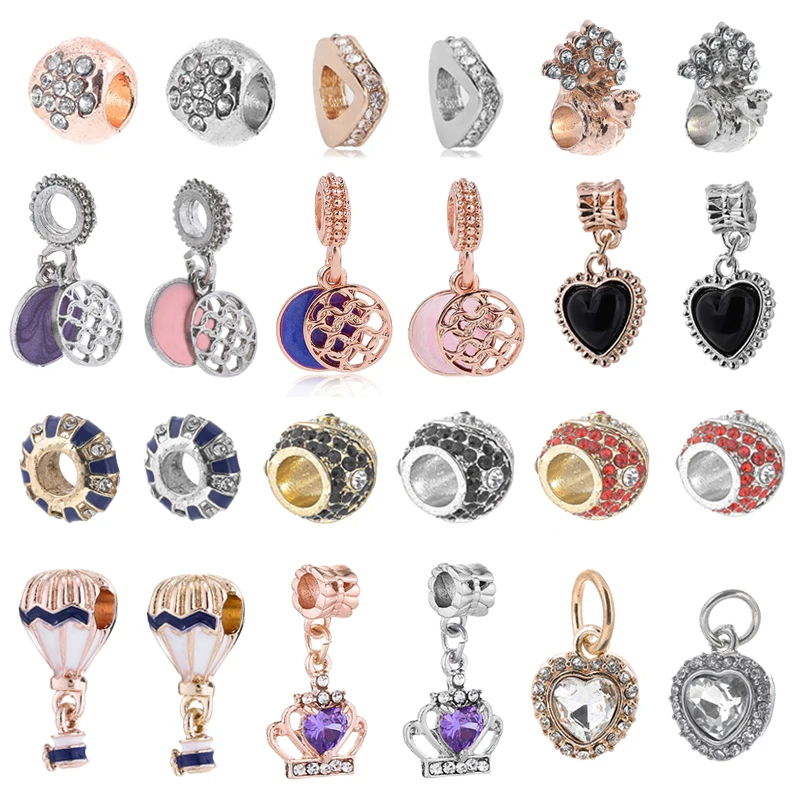 2 шт./лот бусины-шармы в классическом стиле с кристаллами виде павлина и короны