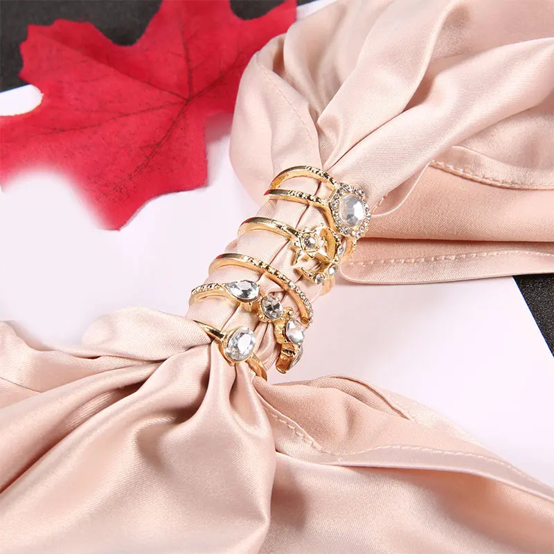 5 шт./компл. женские кольца в богемном стиле с кристаллами форме капли воды милые