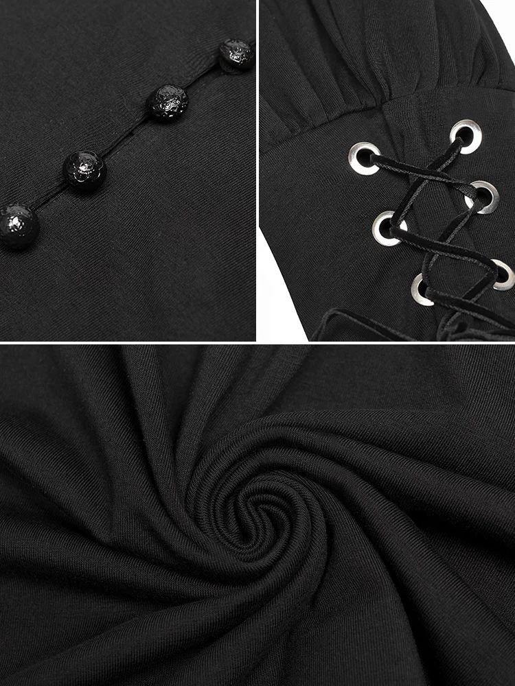 Женское винтажное платье в стиле Панк RAVE готическое черное трапеция с длинным